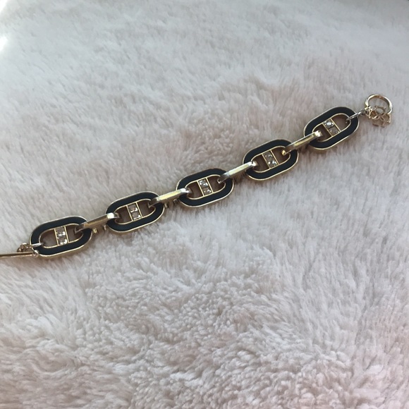 ANN TAYLOR LEATHER & GOLD CHUNKY LINK BRACELET - Picture 2 of 5